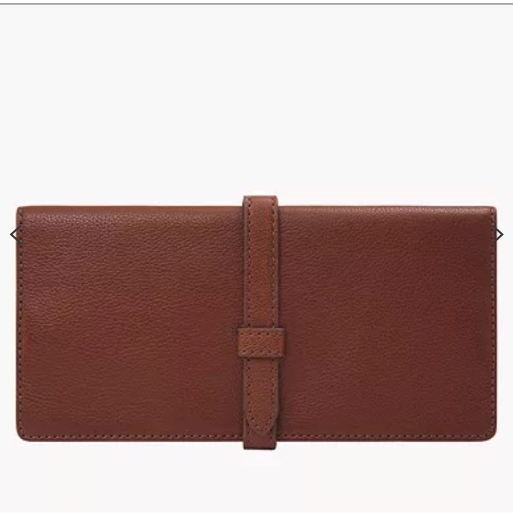 Fossil Brown Leather Sofia Traveler Jewelry Travel Case With Gold Hardware